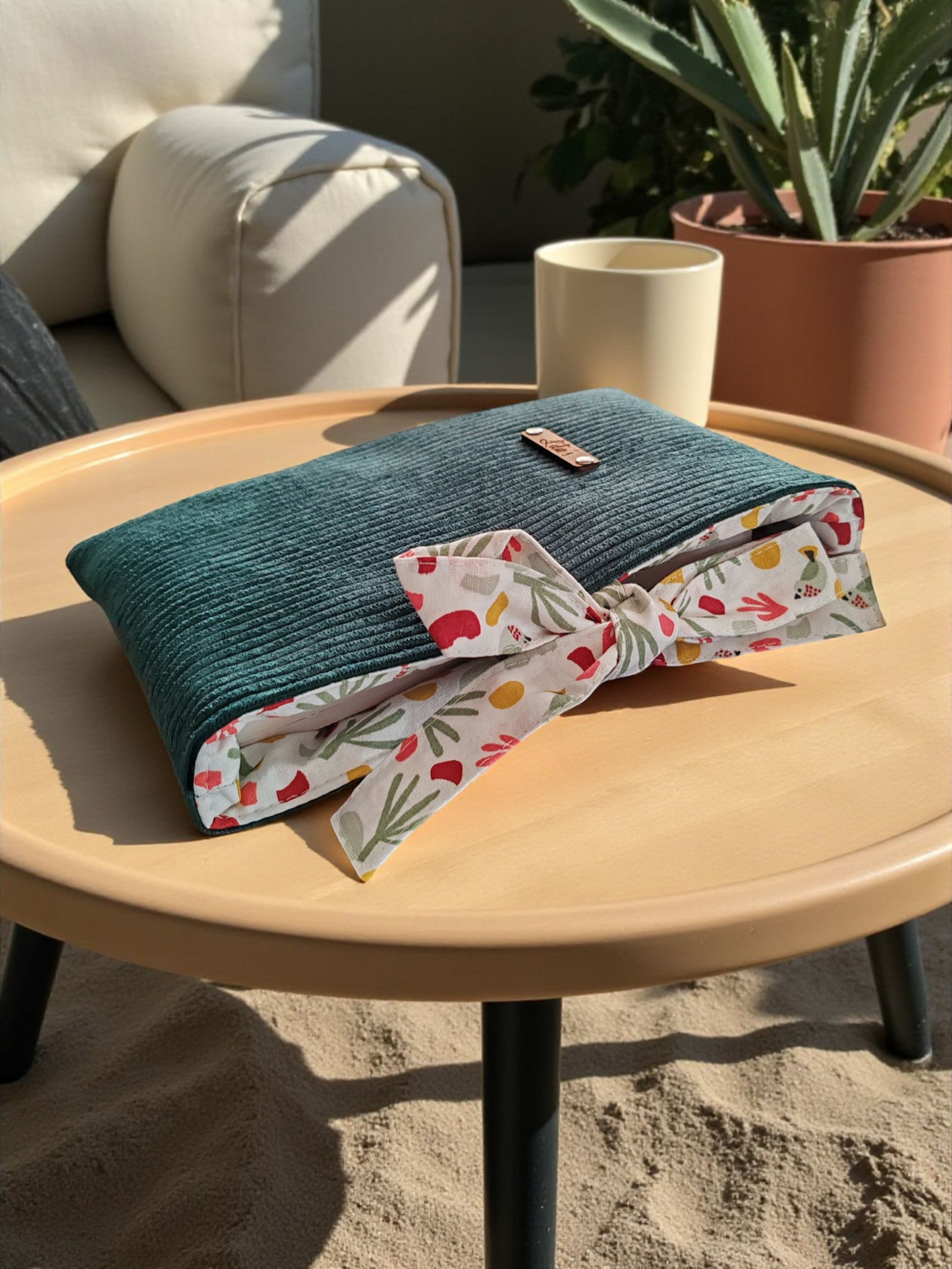 Pochette à livre de poche - velours côtelé vert foret
