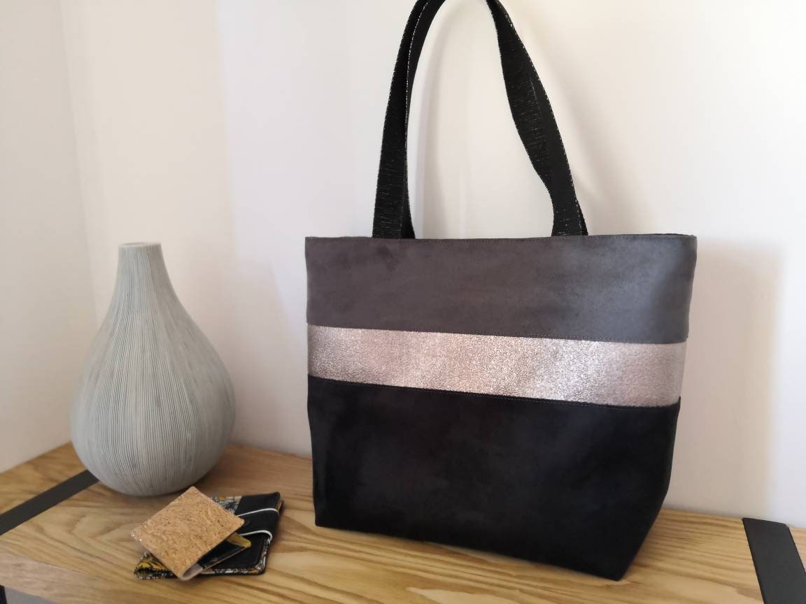 Sac cabas -PANAMA- gris anthracite et noir